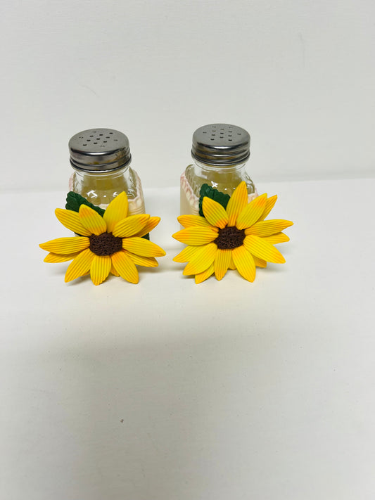 Salt and pepper set decorated with cold porcelain.