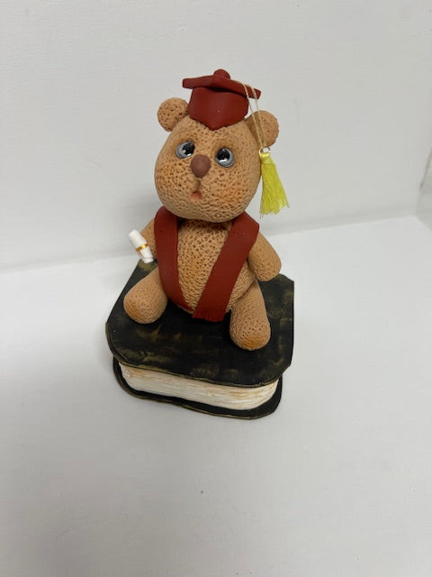 Graduation Bear in cold porcelain.