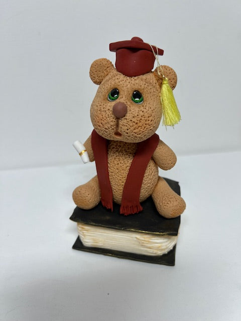 Graduation Bear in cold porcelain.