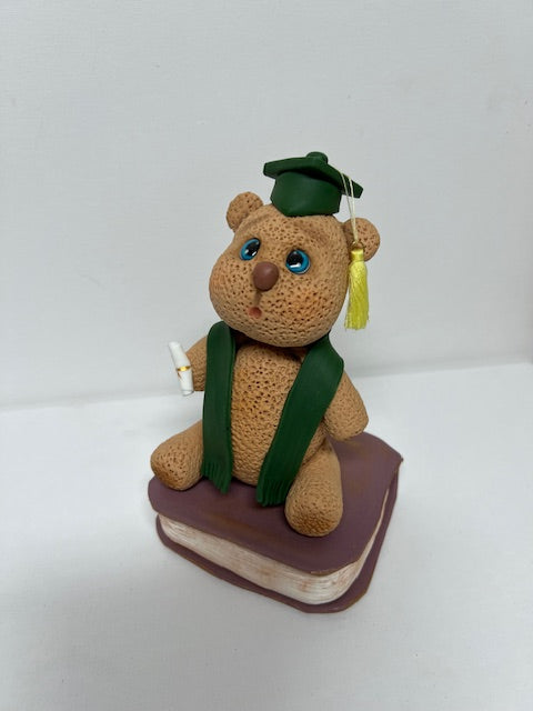 Graduation Bear in cold porcelain.